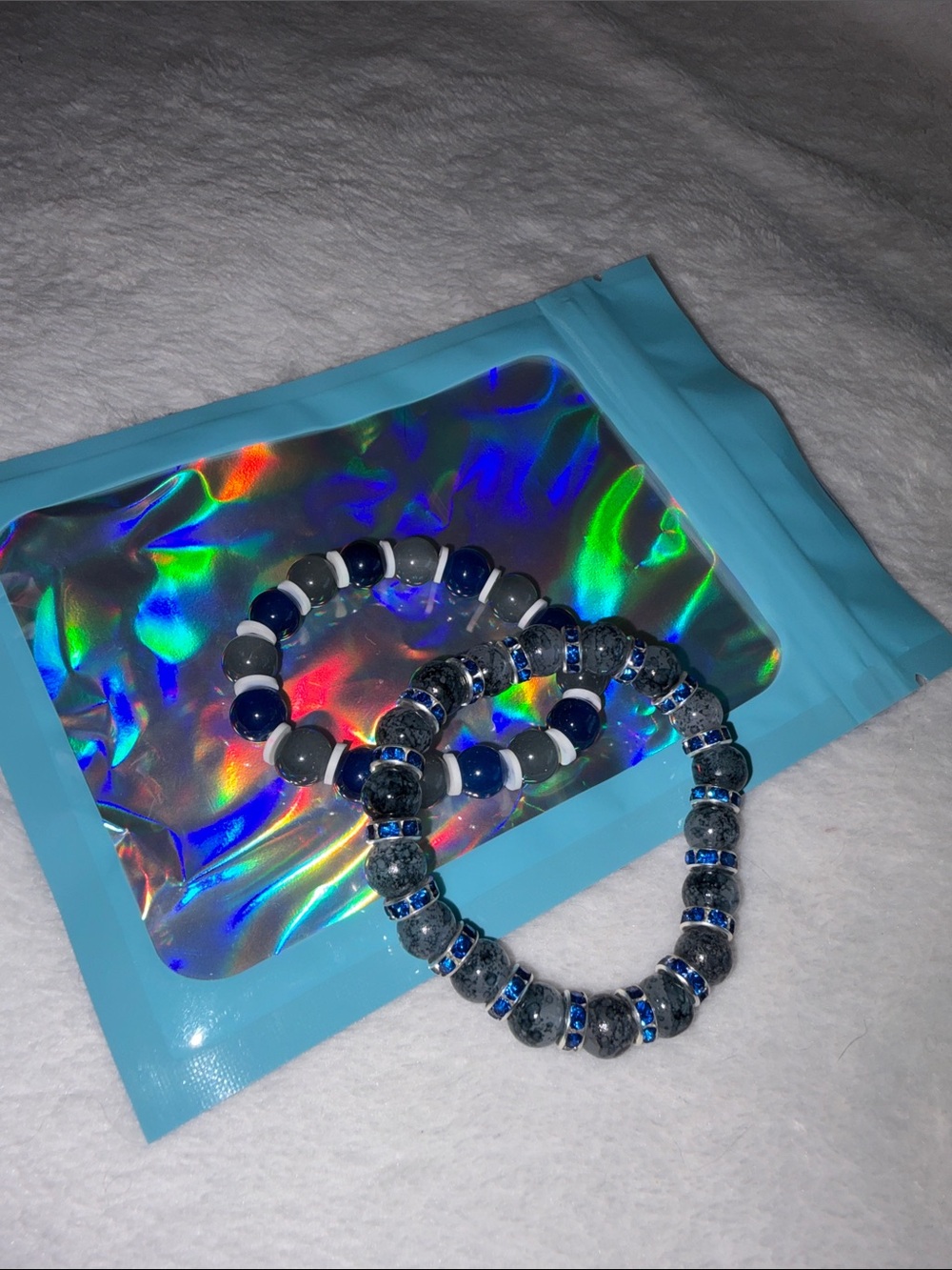 Kids Blue Beaded Stretch Bracelet Set - Brand